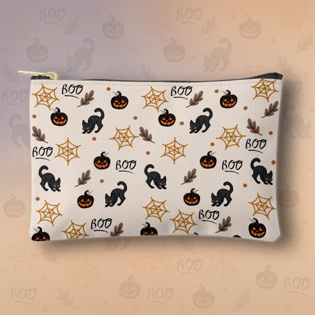 Pochette À Accessoires Cute Citrouille Chat Noir Halloween Motif (Créateur téléchargé)
