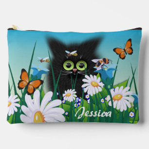 Pochette À Accessoires Cute Fluffy Kitten dans Daisy Meadow Personnalisé
