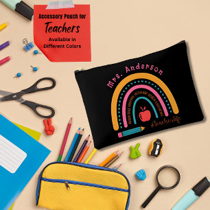 Pochette À Accessoires Cute Rainbow Enseignant Appréciation Cadeaux Noir