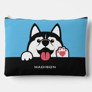 Pochette À Accessoires Cute Siberian Husky nom et couleur personnalisés
