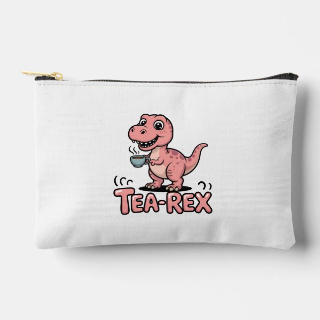 Pochette À Accessoires Cute Tea-Rex Pink Dinosaur – Sip Happens! (Recto)