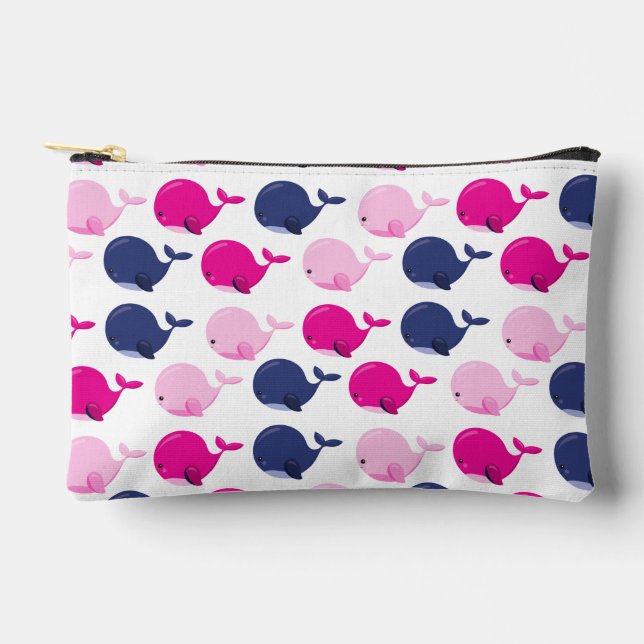 Pochette À Accessoires Cute Whales, Pattern of Whales, Sea Animals (Recto)