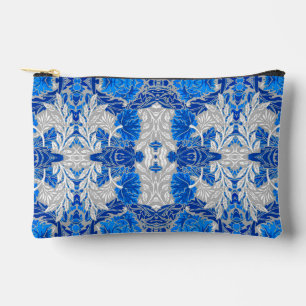 Pochette À Accessoires Damas florales, Sapphire bleu et gris
