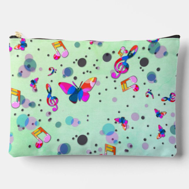 Pochette À Accessoires Dancing Music of Colors on Green (Recto)