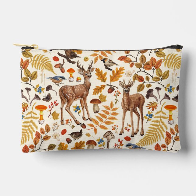 Pochette À Accessoires Dans les bois / Cerf d'automne sur le blanc (Recto)