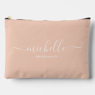Pochette À Accessoires Demoiselle d'honneur chic minimaliste rose pêche p