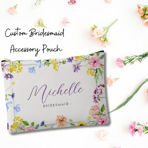 Pochette À Accessoires Demoiselle d'honneur Fleurs sauvages lilas rose Él