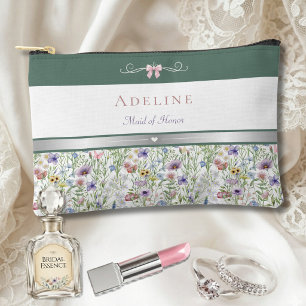 Pochette À Accessoires Demoiselle d'honneur Fleurs sauvages Mariage champ