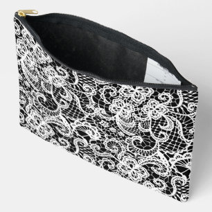 Pochette À Accessoires Dentelle blanche en noir
