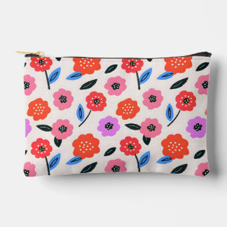 Pochette À Accessoires Dessin à la main de motif de fleurs