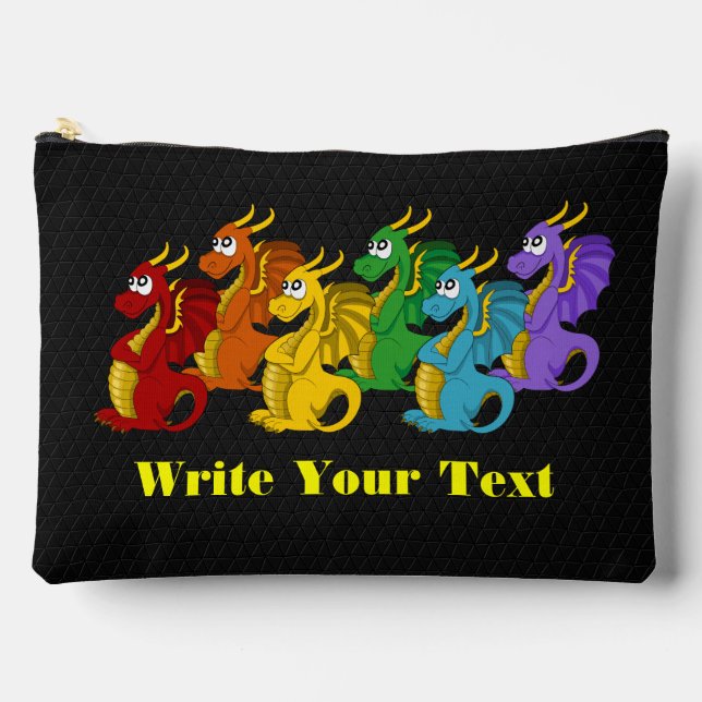 Pochette À Accessoires Dessin animé de dragons colorés arc-en-ciel  (Recto)