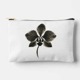 Pochette À Accessoires Dessin de ligne orchidée - Design floral d'encre s
