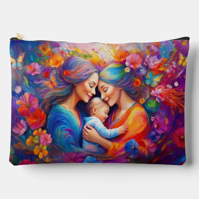 Pochette À Accessoires Deux mamans avec leur bébé (Recto)