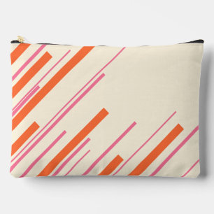 Pochette À Accessoires Diagonales - rose, orange et crème