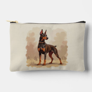 Pochette À Accessoires Dobermann Pinscher Chien Marron Rouille Rouge