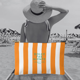 Pochette À Accessoires Dolce Far Niente Cinque Terra Orange Cabana Stripe