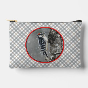Pochette À Accessoires Downy Woodpecker en hiver Photo originale