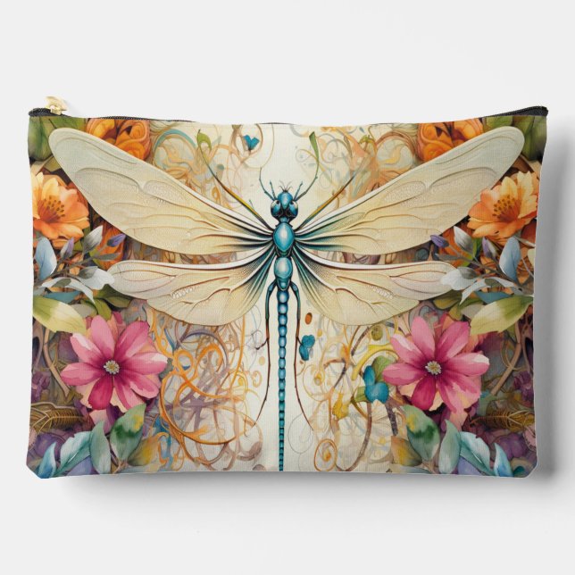 Pochette À Accessoires Dragonfly Et Fleurs sauvages (Recto)