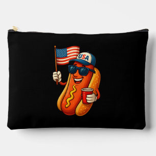 Pochette À Accessoires Drapeau 4 juillet Hotdog Funny Patriotique USA