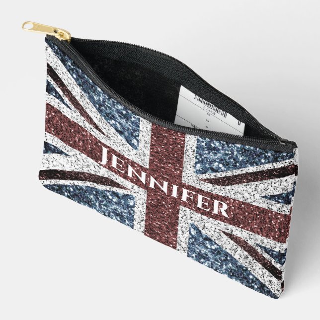 Pochette À Accessoires Drapeau du Royaume-Uni étincelles rustiques Nom pe (Ouvrir)