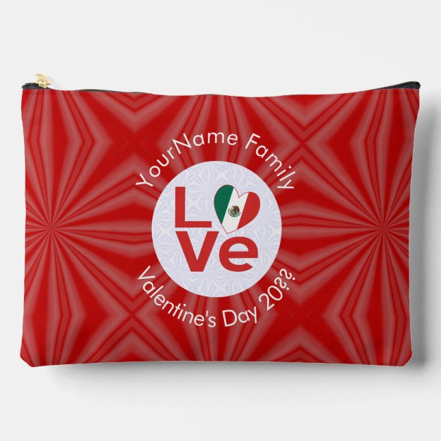 Pochette À Accessoires Drapeau Red LOVE mexicain personnalisé (Recto)