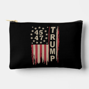 Pochette À Accessoires Drapeau Trump 45 47 Vintage Rétro Amérique USA
