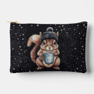 Pochette À Accessoires Écureuil avec tasse et neige "Stay Warm"