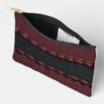 Effet cuir noir et rouge