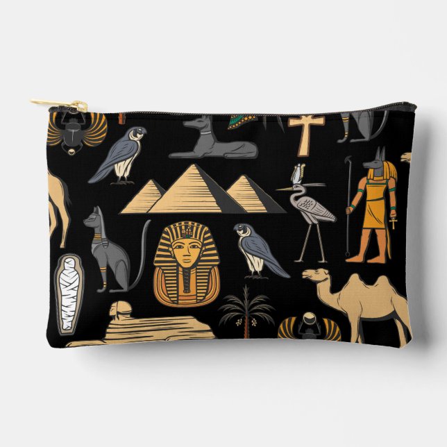 Pochette À Accessoires  Egyptian Hieroglyphic Symbol Pattern Background   (Recto)