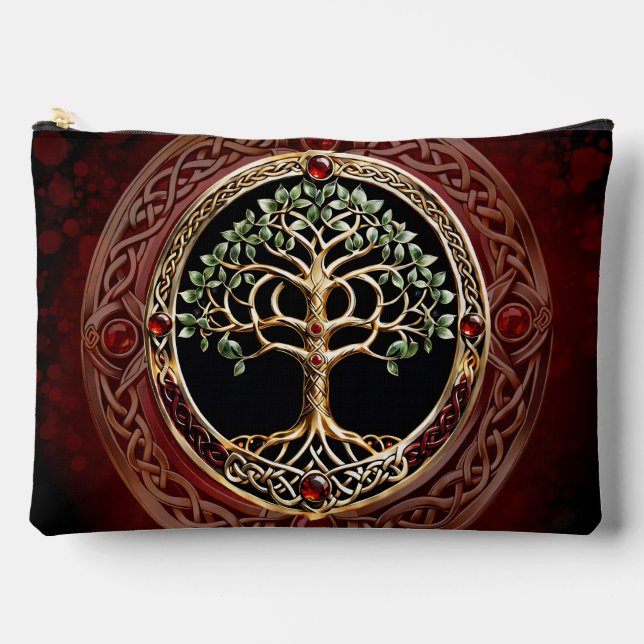 Pochette À Accessoires Élégant arbre noble de vie avec noeud celtique. (Recto)