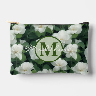 Pochette À Accessoires Élégant classique vert botanique blanc floral