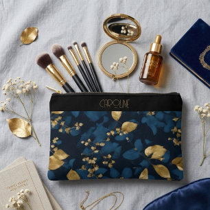 Pochette À Accessoires Elégant Feuille Bleu Noir élégant tendance Cute