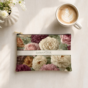 Pochette À Accessoires Élégant floral violet avec nom