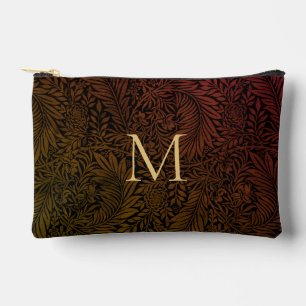 Pochette À Accessoires Élégant Monogramme Floral Orange Rouille Vintage O
