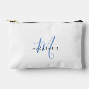 Pochette À Accessoires Élégant Monogramme moderne bleu blanc