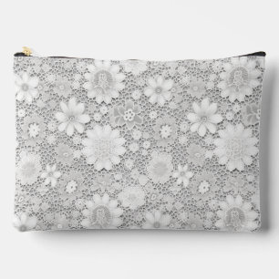 Pochette À Accessoires Élégant motif de dentelle fleurie blanche