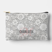 Élégant motif de dentelle fleurie blanche nom mono