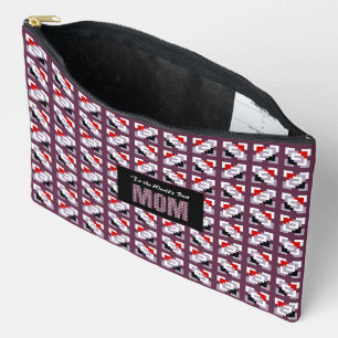 Pochette À Accessoires Élégant motif géométrique profond prune et rouge