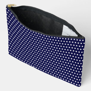Pochette À Accessoires Élégant Motif Polka Bleu Foncé Et Blanc