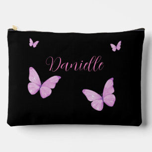 Pochette À Accessoires Élégant Papillon rose et noir personnalisé