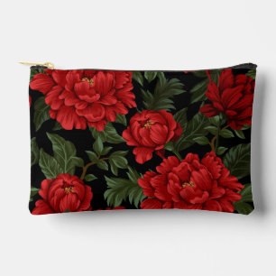 Pochette À Accessoires Élégant Vibrant Peoné Rouge En Fleur