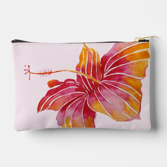 Pochette À Accessoires Élégante fleur d'Hibiscus hawaïen (Verso)