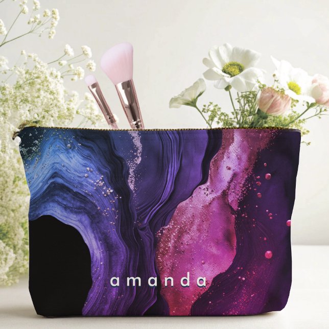 Pochette À Accessoires Élégante parties scintillant d'art en marbre rose  (Créateur téléchargé)