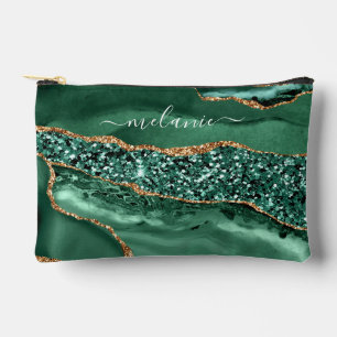 Pochette À Accessoires Emerald Green Gold Personnalisé Votre Nom