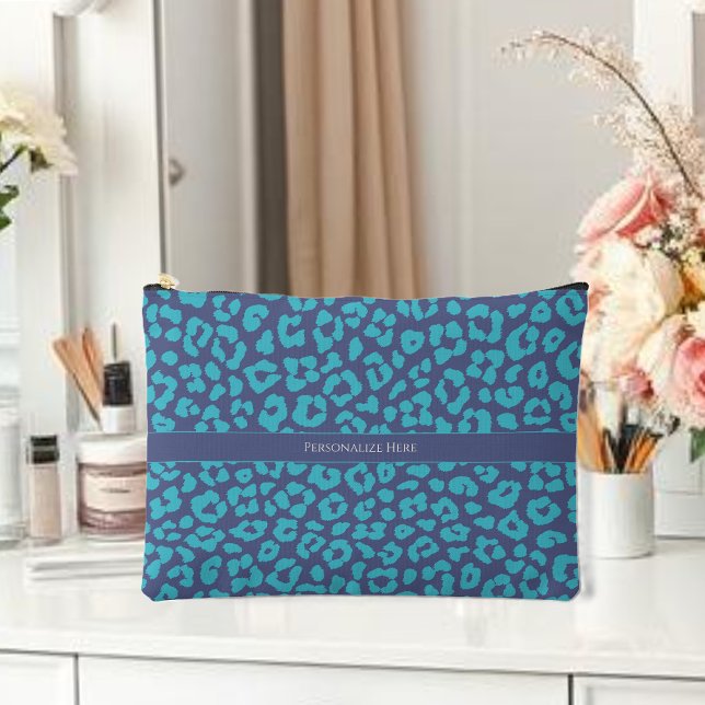 Pochette À Accessoires Empreinte de léopard bleu (Blue Leopard Print Accessory Pouch )