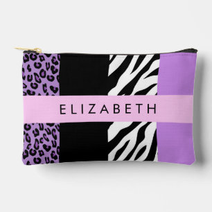 Pochette À Accessoires Empreinte de léopard, Zebra Print, Purple, Votre n