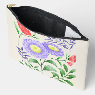 Pochette À Accessoires Ensemble de fleurs peintes en aquarelle