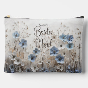 Pochette À Accessoires Épouse romantique à fleurs bleu ivoire classique