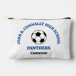 Pochette À Accessoires Équipe de football personnalisée du lycée bleu