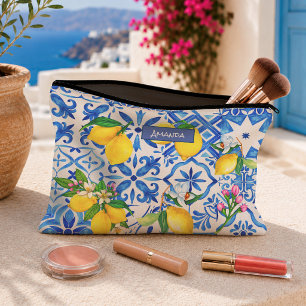 Pochette À Accessoires Été majolique bleu citrouille sicilien Méditerrané